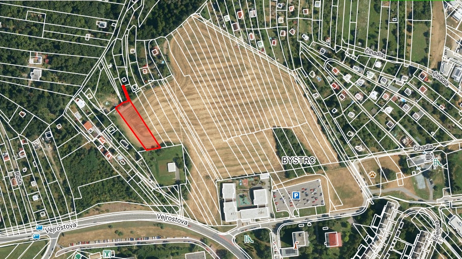 Prodej stavebního pozemku Brno Bystrc, 2063 m2